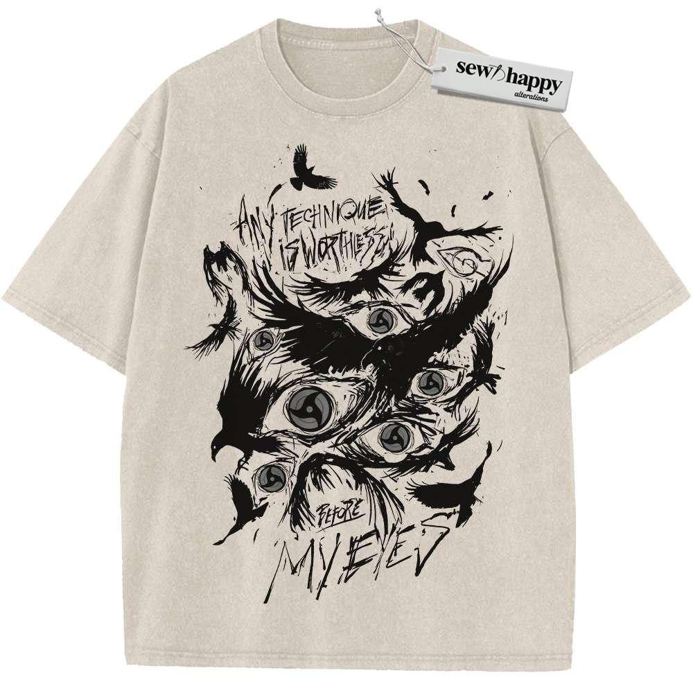 Wash Tee Sharingan Shirt, Naruto Shirt, Anime Shirt, Vintage T-Shirt