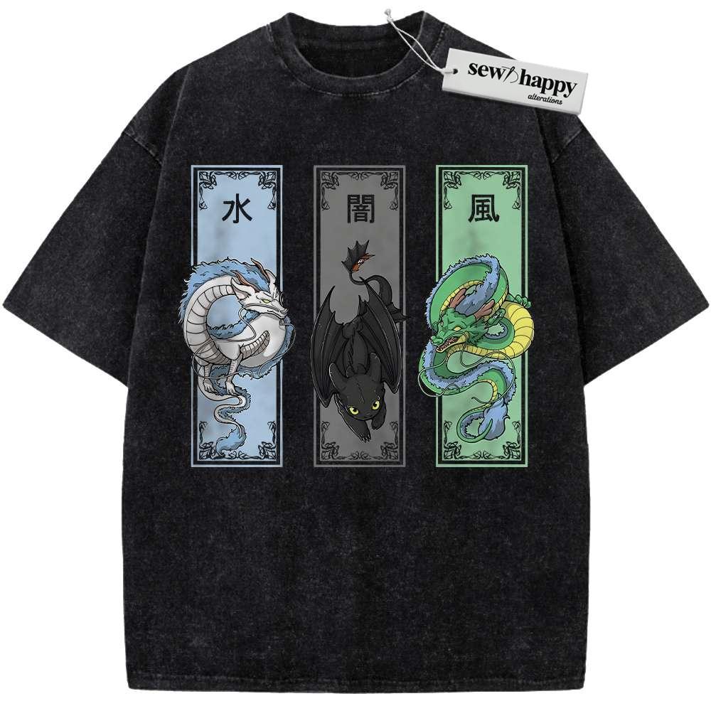 Wash Tee Shenron Shirt, Haku Shirt, Toothless Shirt, Dragon Shirt, Anime Shirt, Vintage T-Shirt