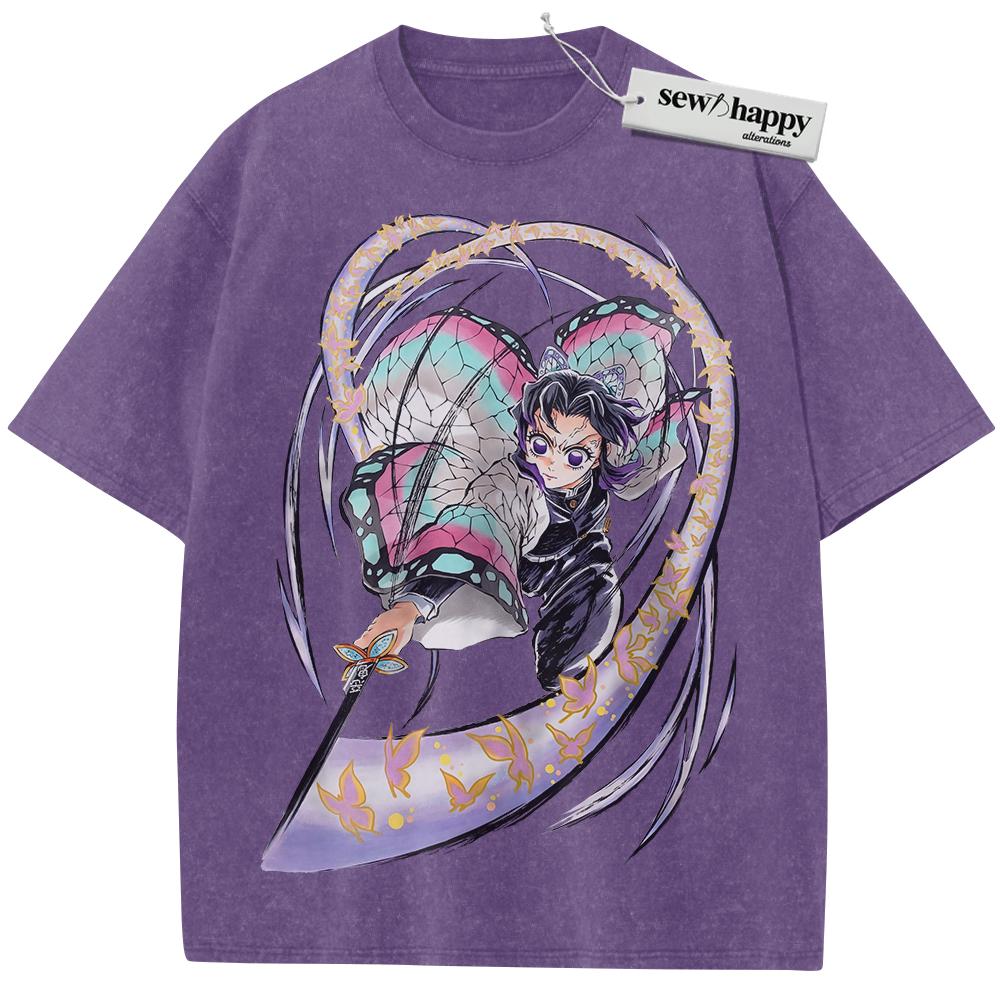 Wash Tee Shinobu Kocho Shirt, Demon Slayer Shirt, Anime Shirt, Vintage T-Shirt