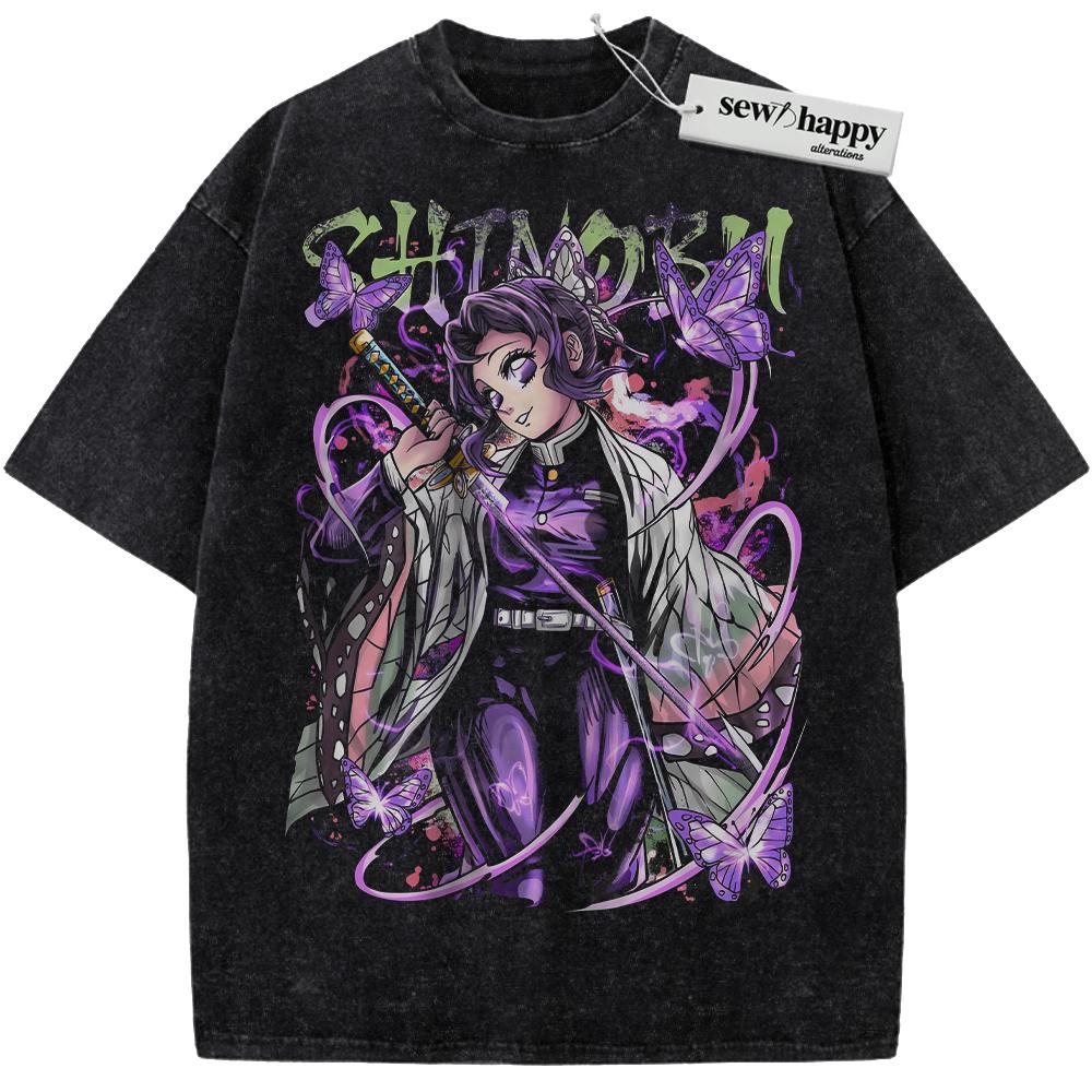 Wash Tee Shinobu Kocho Shirt, Demon Slayer Shirt, Anime Shirt, Vintage T-Shirt