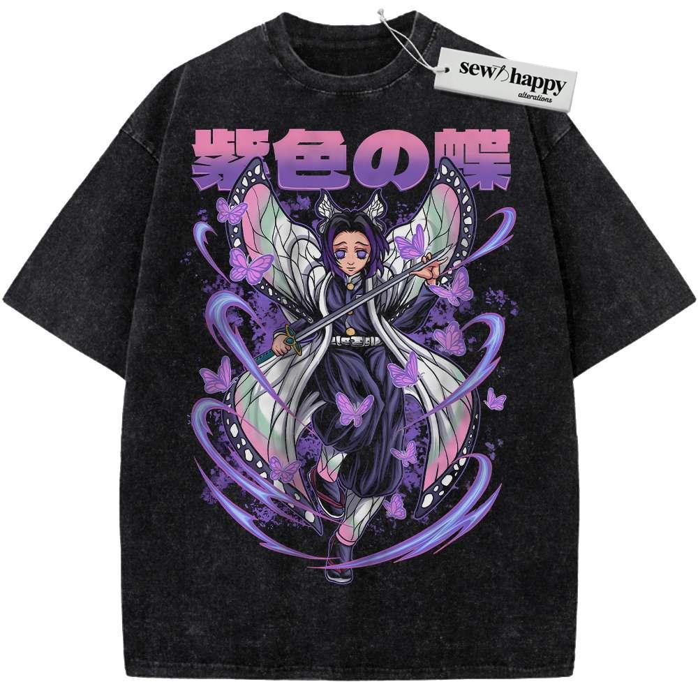 Wash Tee Shinobu Kocho Shirt, Demon Slayer Shirt, Anime Shirt, Vintage Tee