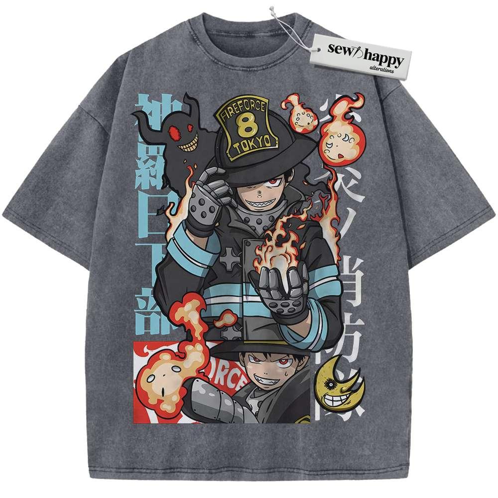 Wash Tee Shinra Kusakabe Shirt, Fire Force Shirt, Anime Shirt, Vintage T-Shirt