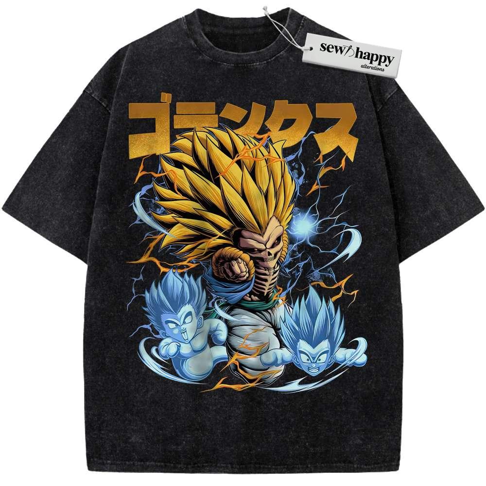 Wash Tee Skeleton Gotenks Shirt, Dragon Ball Shirt, DBZ Shirt, Anime Shirt, Vintage T-Shirt
