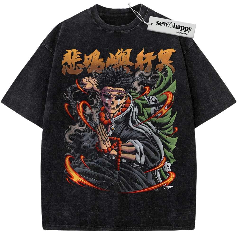 Wash Tee Skeleton Gyomei Himejima Shirt, Demon Slayer Shirt, Anime Shirt, Vintage Tee
