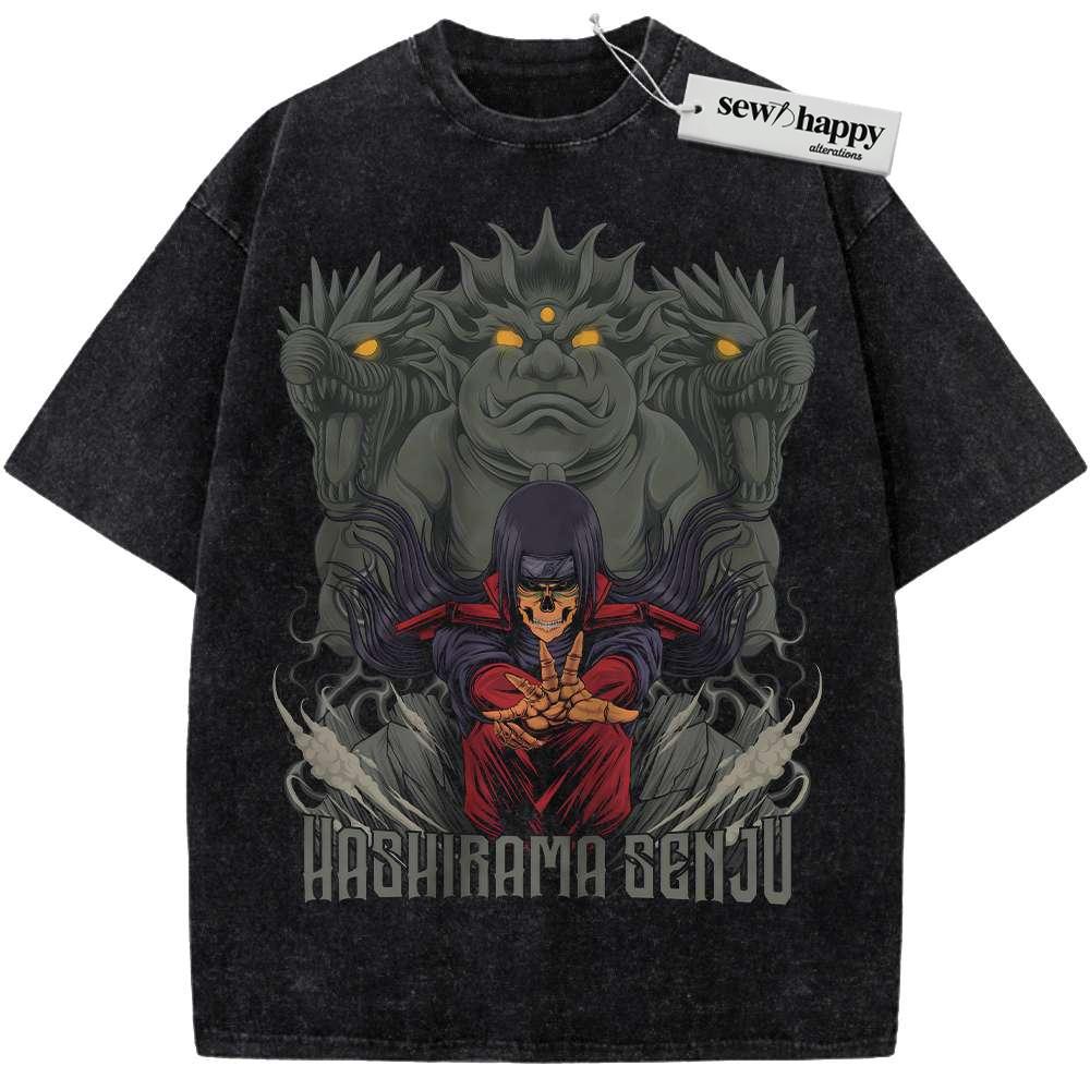 Wash Tee Skeleton Hashirama Senju Shirt, Naruto Shirt, Anime Shirt, Vintage Tee