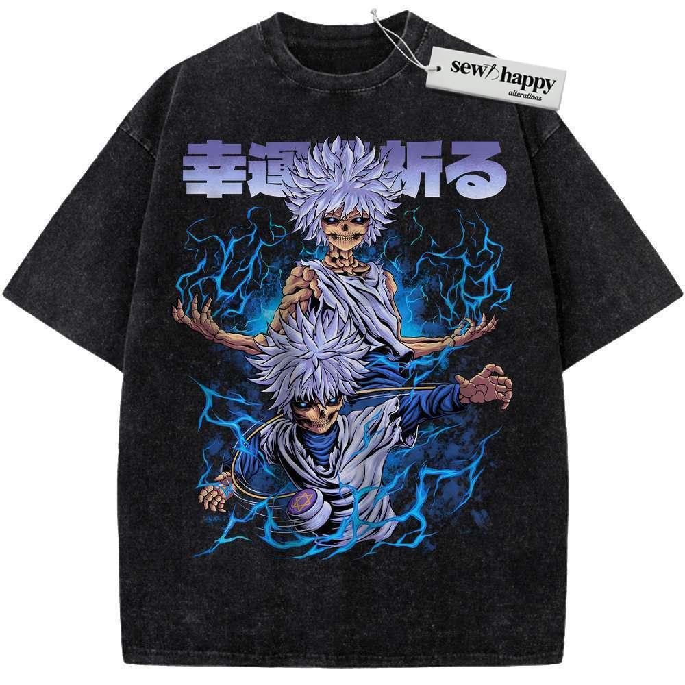 Wash Tee Skeleton Killua Zoldyck Shirt, Hunter x Hunter Shirt, HxH Shirt, Anime Shirt, Vintage Tee