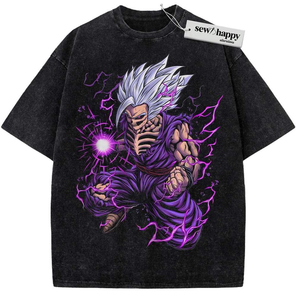 Wash Tee Skeleton Son Gohan Shirt, Dragon Ball Shirt, DBZ Shirt, Anime Shirt, Vintage T-Shirt