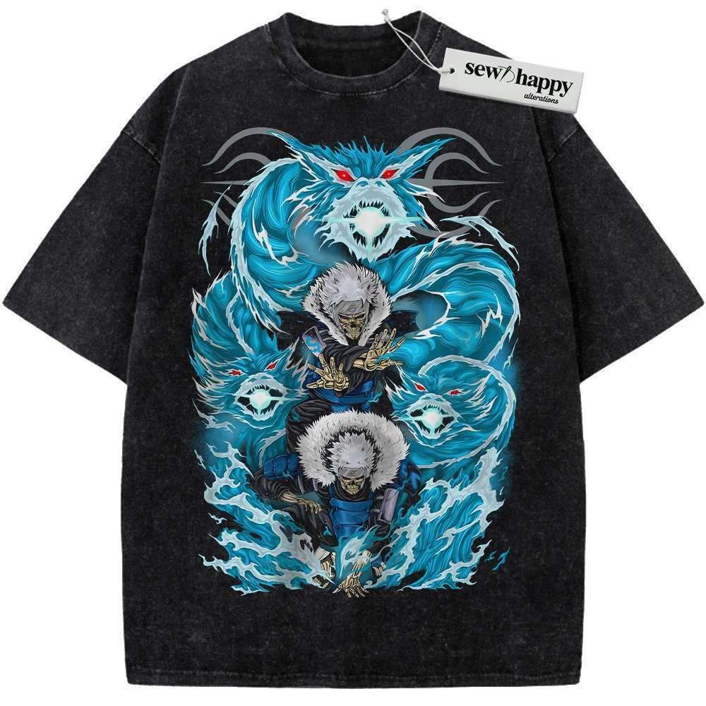 Wash Tee Skeleton Tobirama Senju Shirt, Naruto Shirt, Anime Shirt, Vintage T-Shirt