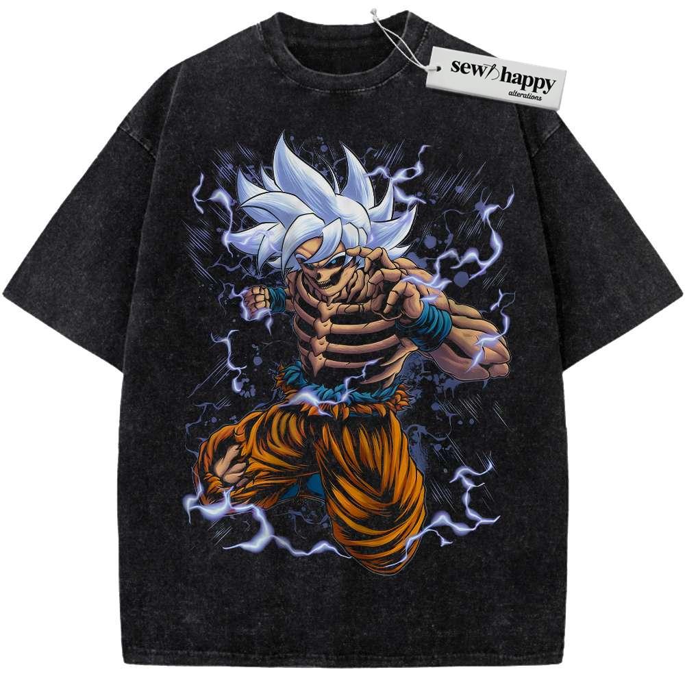 Wash Tee Skeleton Ultra Instinct Son Goku Shirt, Dragon Ball Shirt, DBZ Shirt, Anime Shirt, Vintage T-Shirt