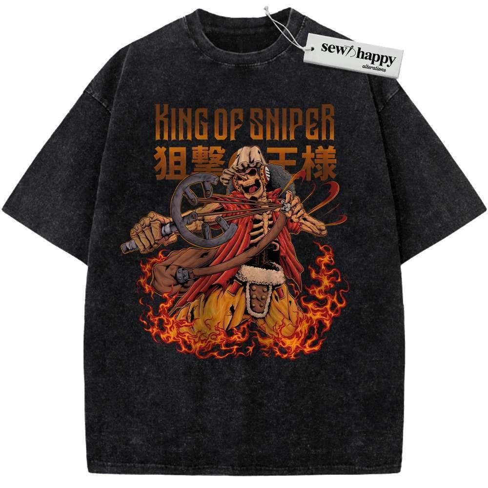Wash Tee Skeleton Usopp Shirt, One Piece Shirt, Anime Shirt, Vintage Tee