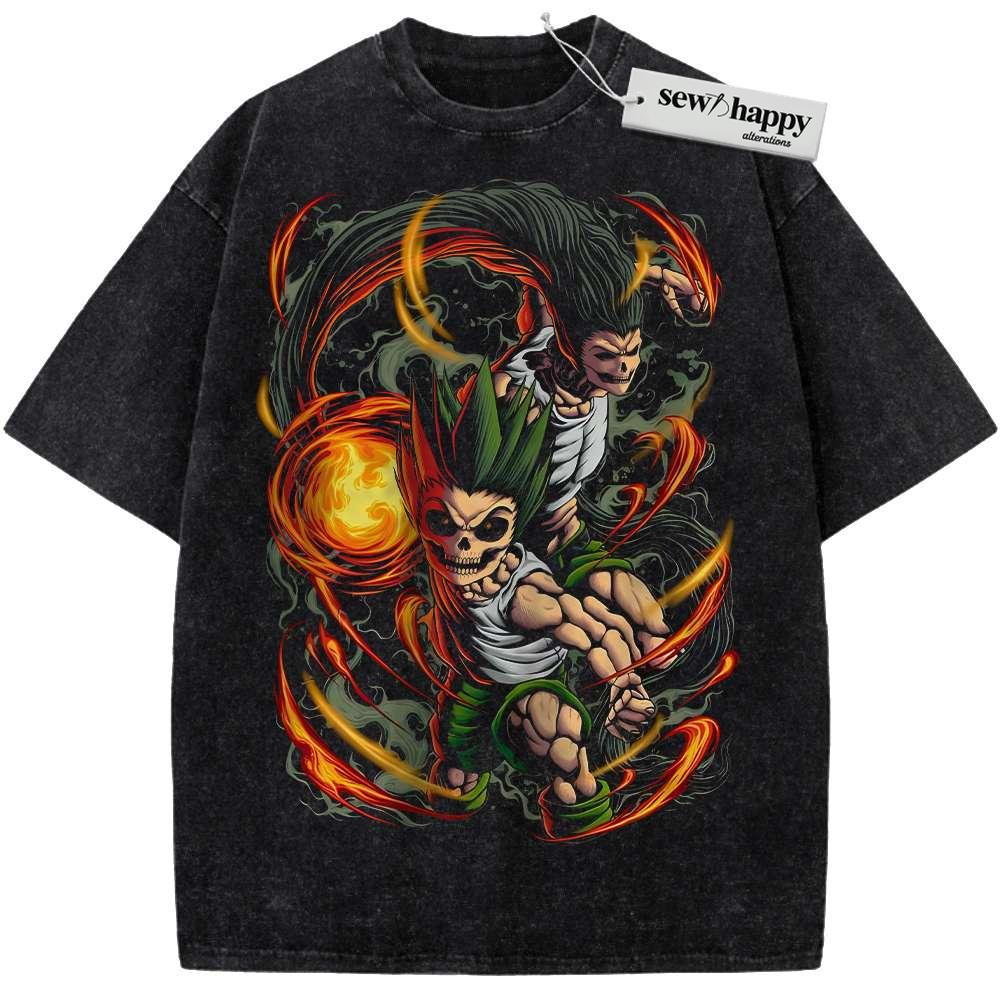 Wash Tee Skull Gon Freecss Shirt, Hunter x Hunter Shirt, HxH Shirt, Anime Shirt, Vintage T-Shirt