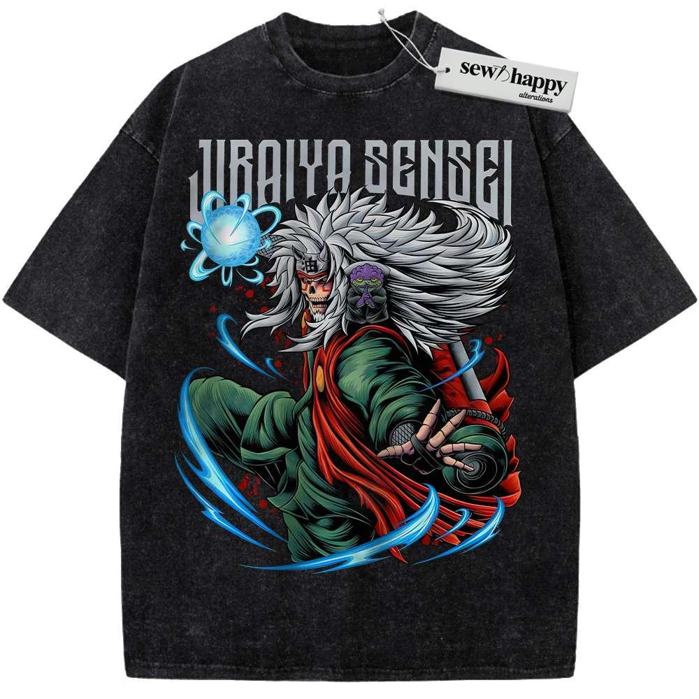 Wash Tee Skull Jiraiya Shirt, Naruto Shirt, Anime Shirt, Vintage T-Shirt
