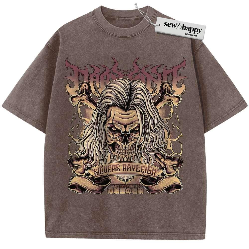 Wash Tee Skull Silvers Rayleigh Shirt, One Piece Shirt, Anime Shirt, Vintage T-Shirt
