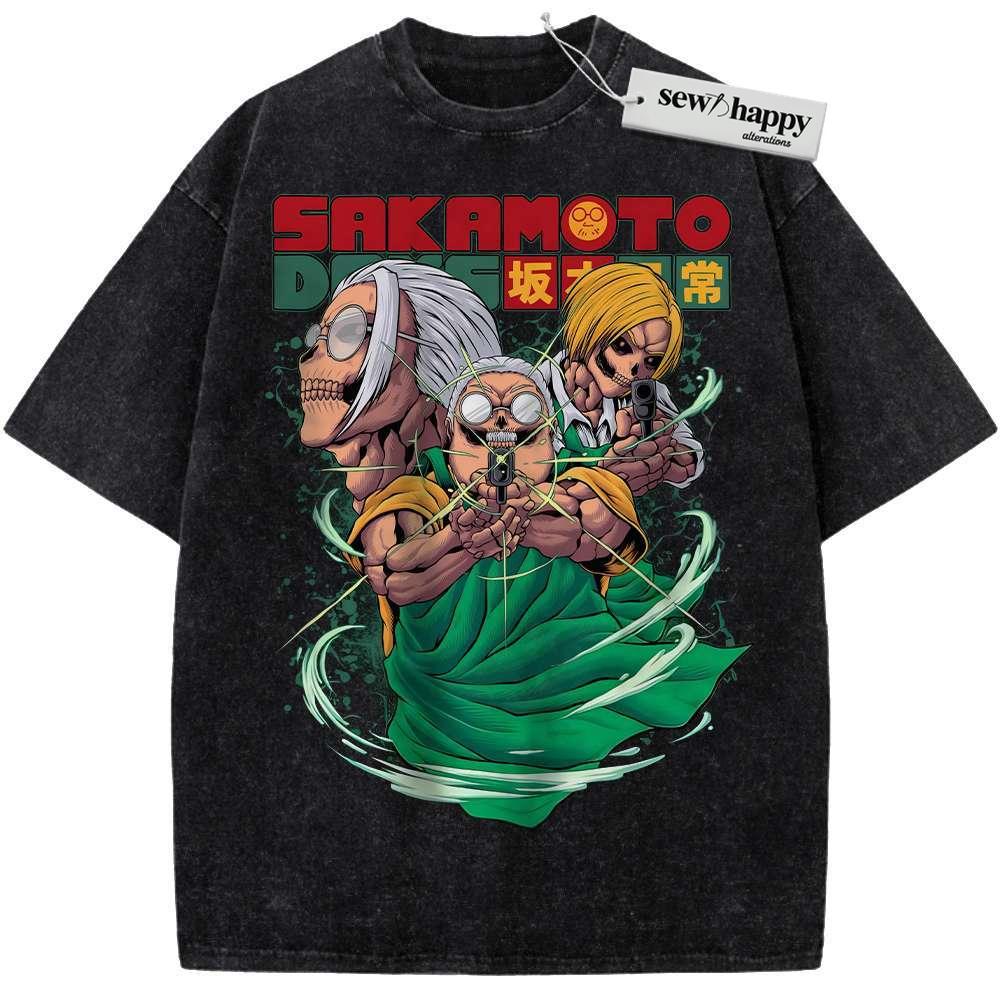 Wash Tee Skull Taro Sakamoto Shirt, Sakamoto Days Shirt, Anime Shirt, Vintage T-Shirt