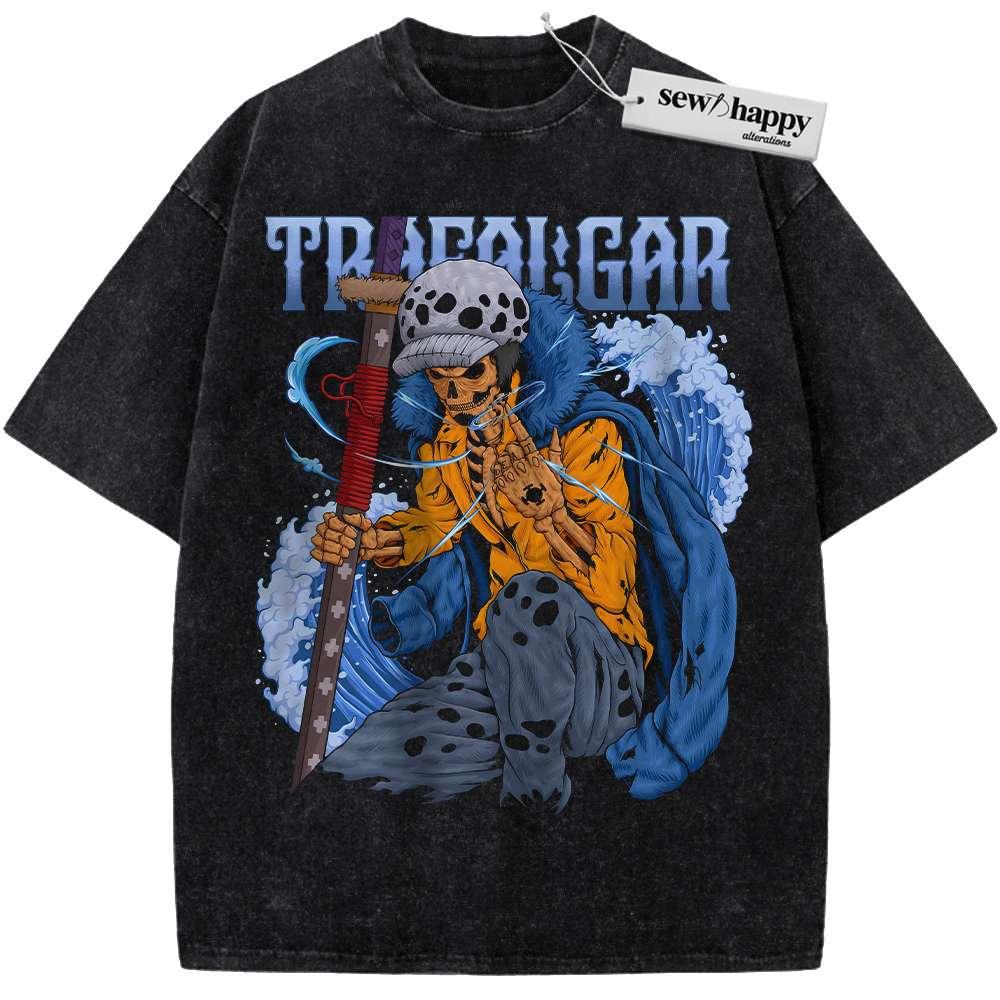 Wash Tee Skull Trafalgar D Water Law Shirt, One Piece Shirt, Anime Shirt, Vintage T-Shirt