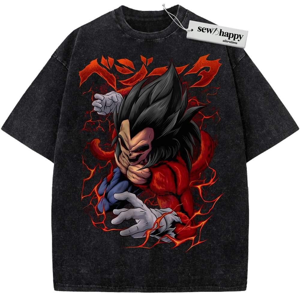 Wash Tee Skull Vegeta JJ4 Shirt, Dragon Ball Shirt, DBZ Shirt, Anime Shirt, Vintage T-Shirt