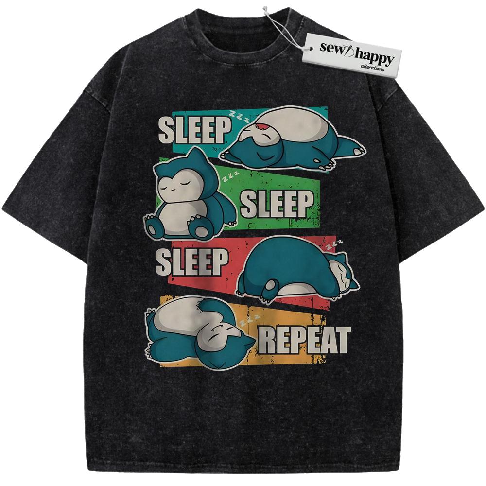 Wash Tee Snorlax Shirt, Pokemon Shirt, Anime Shirt, Vintage Tee