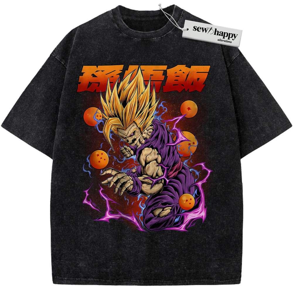 Wash Tee Son Gohan Shirt, Dragon Ball Z Shirt, DBZ Shirt, Anime Shirt, Vintage Tee