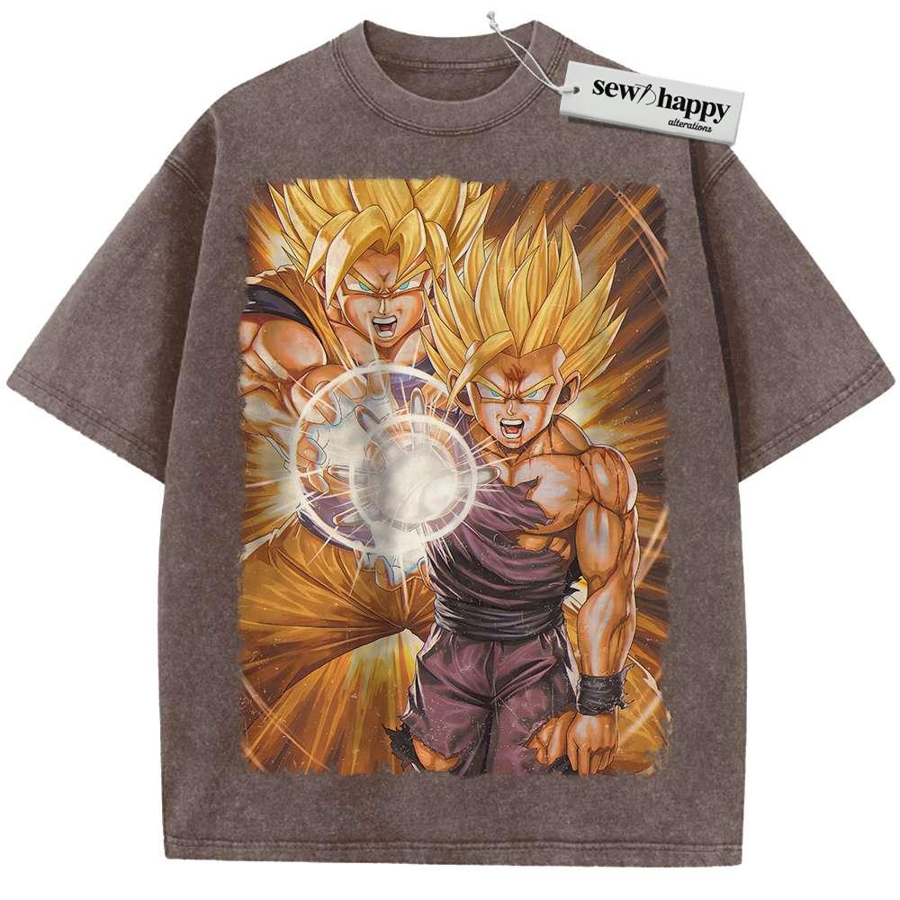 Wash Tee Son Goku and Gohan Shirt, Dragon Ball Shirt, Anime Shirt, Vintage Tee