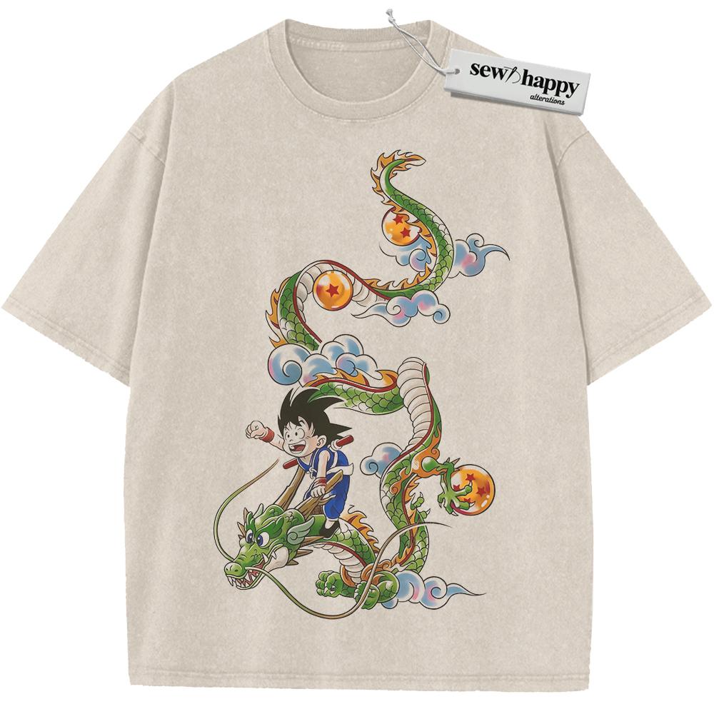 Wash Tee Son Goku and Shenron Shirt, Dragon Ball Shirt, Anime Shirt, Vintage T-Shirt