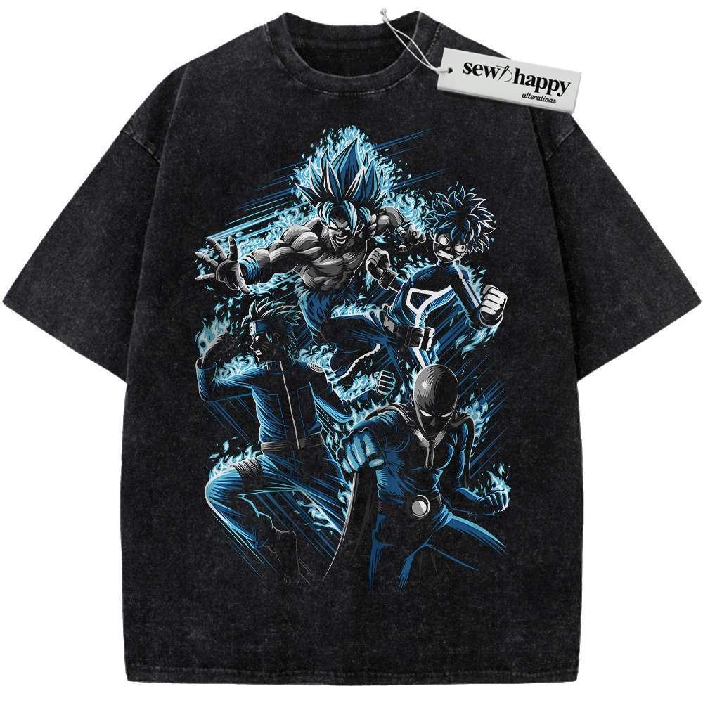 Wash Tee Son Goku Shirt, Deku Shirt, Saitama Shirt, Naruto Shirt, Anime Shirt, Vintage T-Shirt