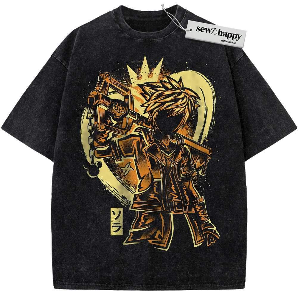 Wash Tee Sora Shirt, Kingdom Hearts Shirt, Game Shirt, Vintage T-Shirt