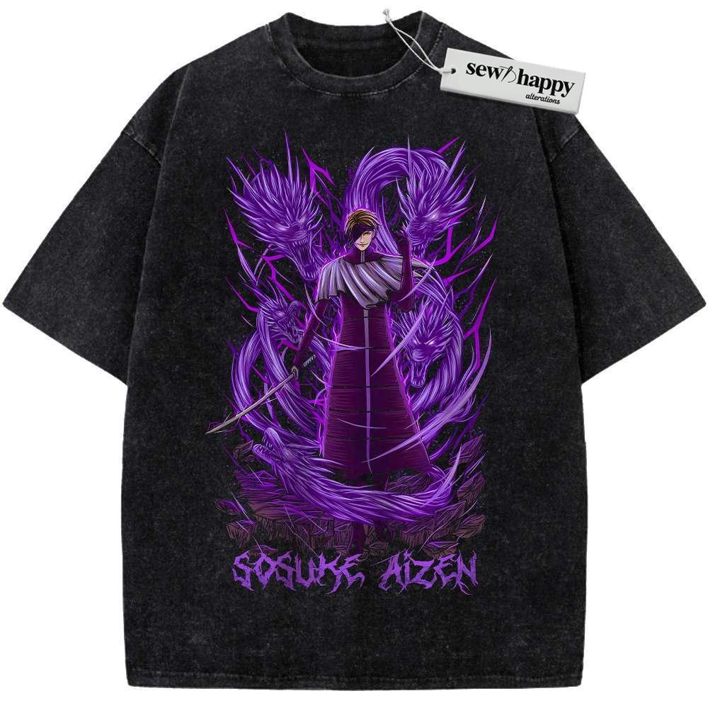 Wash Tee Sosuke Aizen Shirt, Bleach Shirt, Anime Shirt, Vintage Tee