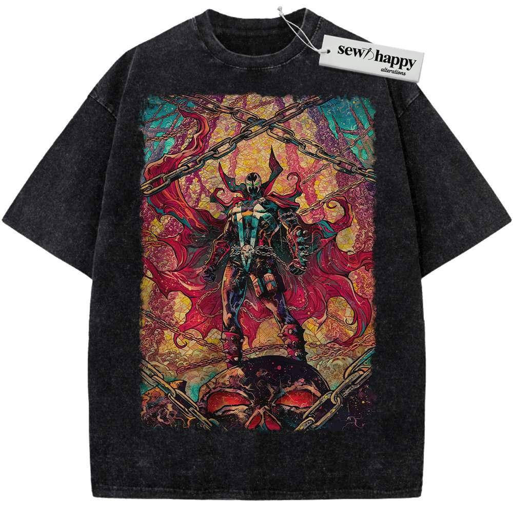 Wash Tee Spawn Shirt, Marvel Comics Shirt, Vintage Tee Wash Tee Spawn Shirt, Marvel Comics Shirt, Vintage Tee - Image 1