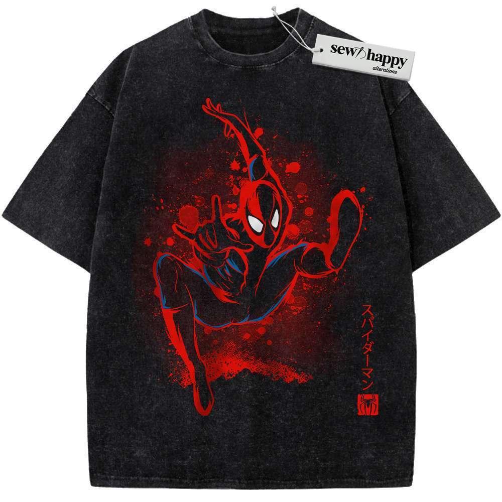 Wash Tee Spider-Man Shirt, Marvel Comics Shirt, Vintage T-Shirt Wash Tee Spider-Man Shirt, Marvel Comics Shirt, Vintage T-Shirt - Image 1