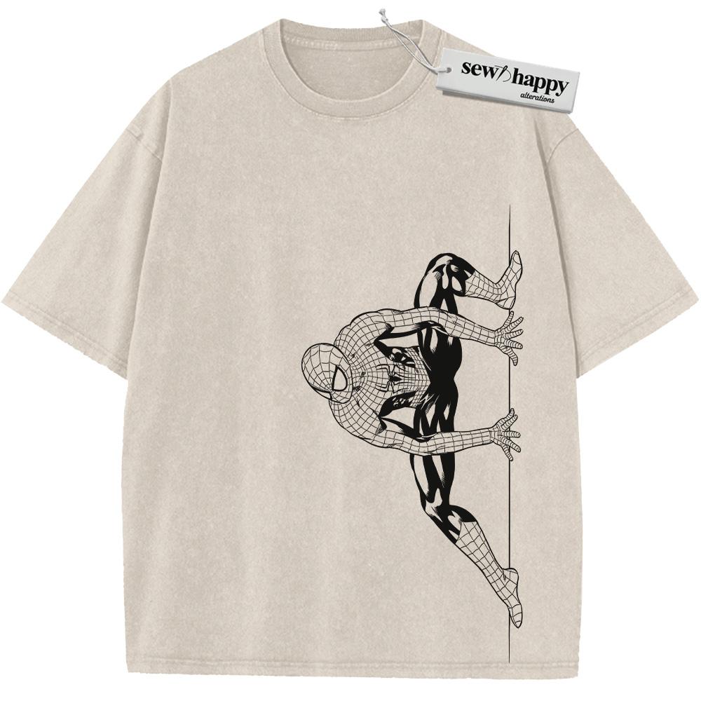 Wash Tee Spider-Man Shirt, Marvel Comics Shirt, Vintage T-Shirt Wash Tee Spider-Man Shirt, Marvel Comics Shirt, Vintage T-Shirt - Image 1