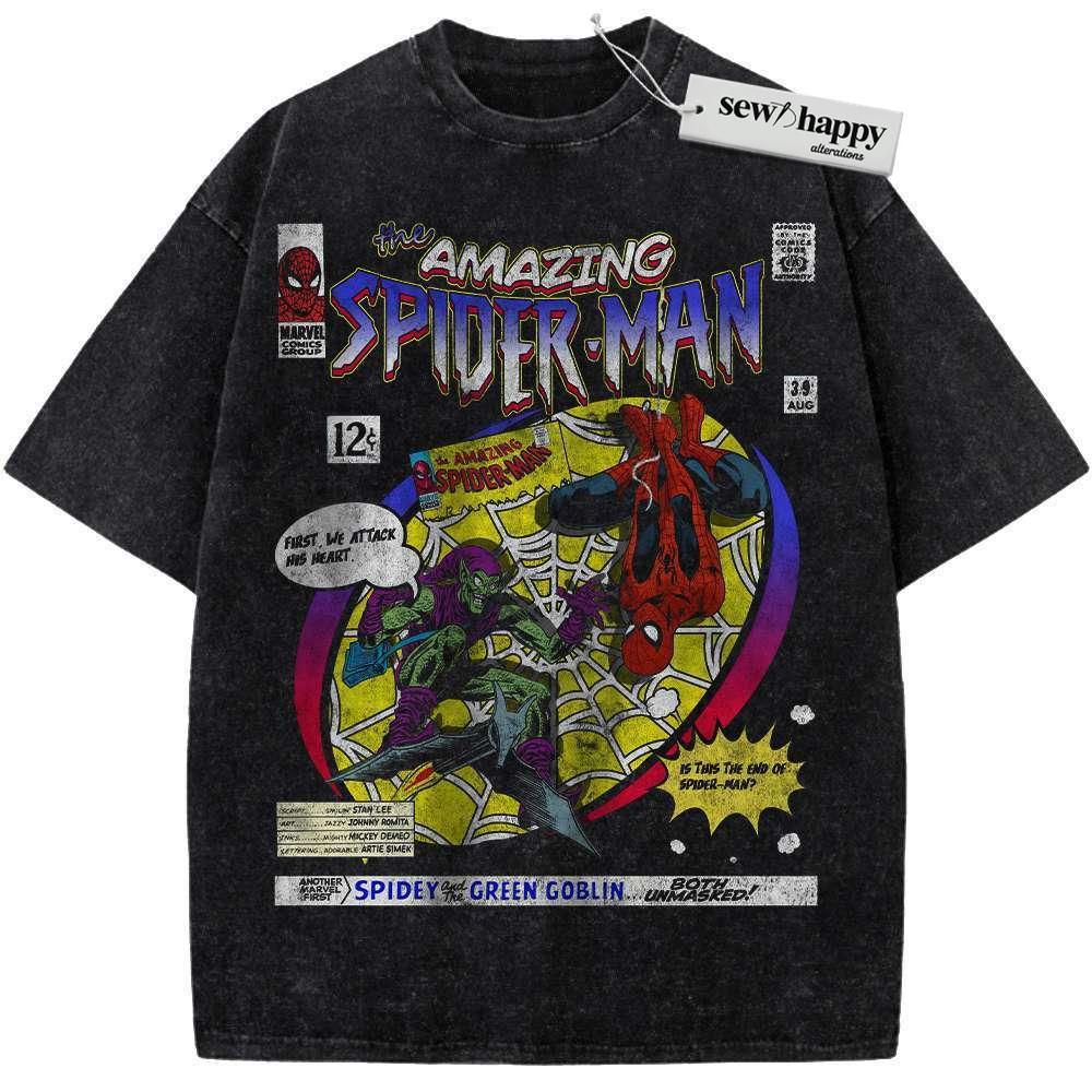 Wash Tee Spider-Man Shirt, Marvel Comics Shirt, Vintage Tee Wash Tee Spider-Man Shirt, Marvel Comics Shirt, Vintage Tee - Image 1