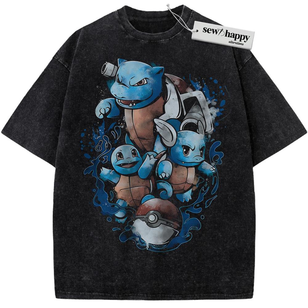 Wash Tee Squirtle Shirt, Wartortle Shirt, Blastoise Shirt, Pokemon Shirt, Anime Shirt, Vintage T-Shirt