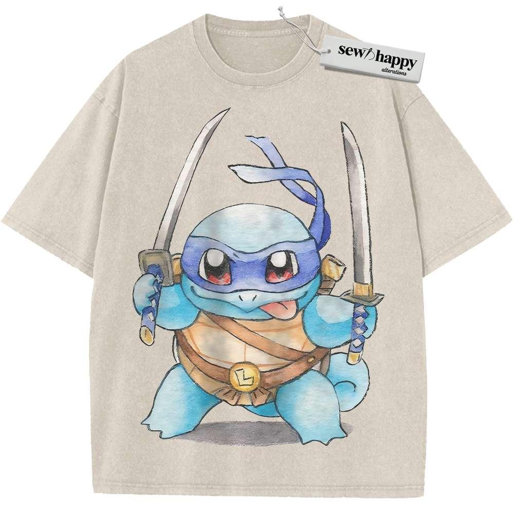 Wash Tee Squirtle x Leonardo Shirt, Pokemon shirt, Anime Shirt, Vintage Tee