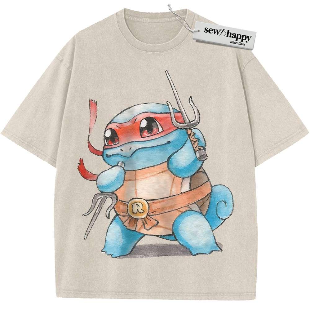 Wash Tee Squirtle x Raphael Shirt, Pokemon shirt, Anime Shirt, Vintage Tee