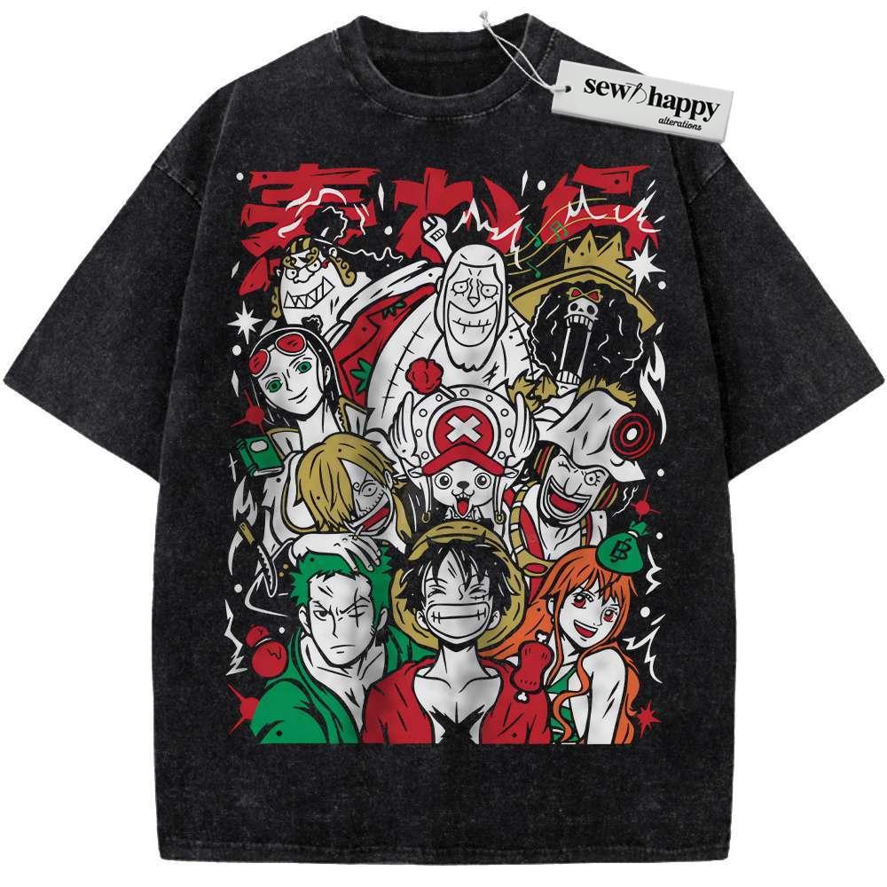 Wash Tee Straw Hat Pirates Shirt, One Piece Shirt, Anime Shirt, Vintage Tee