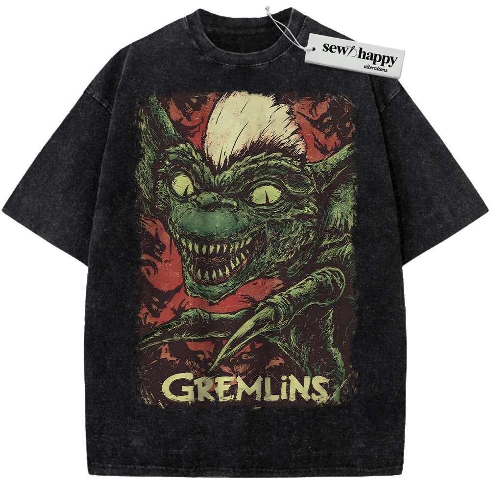 Wash Tee Stripe Shirt, Gremlins Shirt, Halloween Shirt, Horror Shirt, Vintage T-Shirt