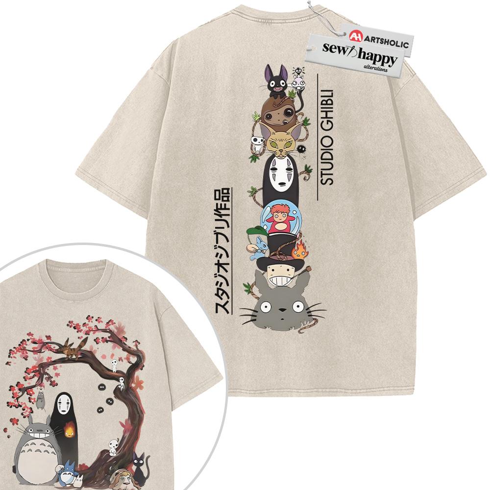Wash Tee Studio Ghibli Shirt, Anime Shirt, Vintage T-Shirt 2-Sided Wash Tee Studio Ghibli Shirt, Anime Shirt, Vintage T-Shirt 2-Sided - Image 1