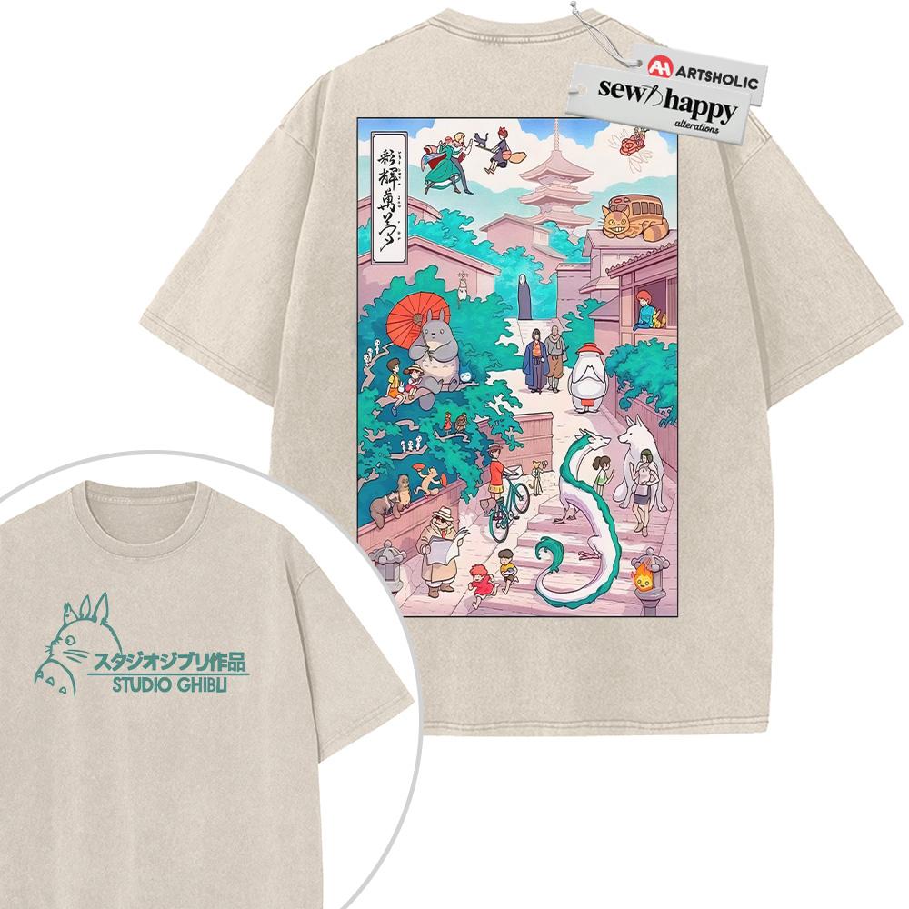 Wash Tee Studio Ghibli Shirt, Anime Shirt, Vintage T-Shirt 2-Sided Wash Tee Studio Ghibli Shirt, Anime Shirt, Vintage T-Shirt 2-Sided - Image 1