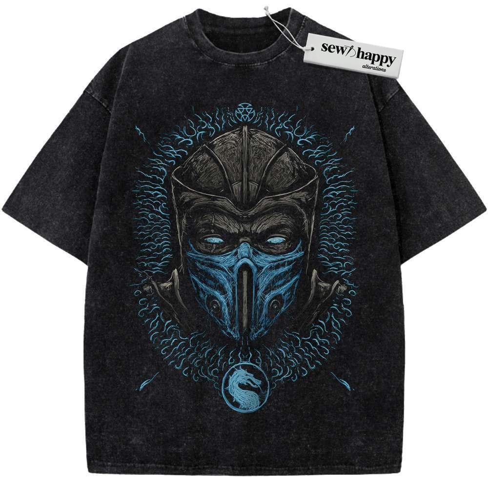 Wash Tee Sub Zero Shirt, Mortal Kombat Shirt, Game Shirt, Vintage T-Shirt Wash Tee Sub Zero Shirt, Mortal Kombat Shirt, Game Shirt, Vintage T-Shirt - Image 1