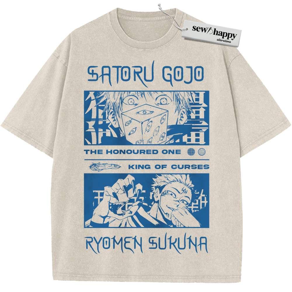 Wash Tee Sukuna Shirt, Satoru Gojo Shirt, Jujutsu Kaisen Shirt, Anime Shirt, Vintage Tee