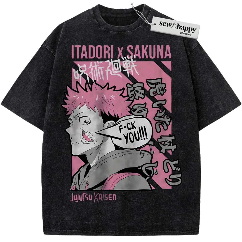 Wash Tee Sukuna x Itadori Shirt, Jujutsu Kaisen Shirt, Anime Shirt, Vintage Tee