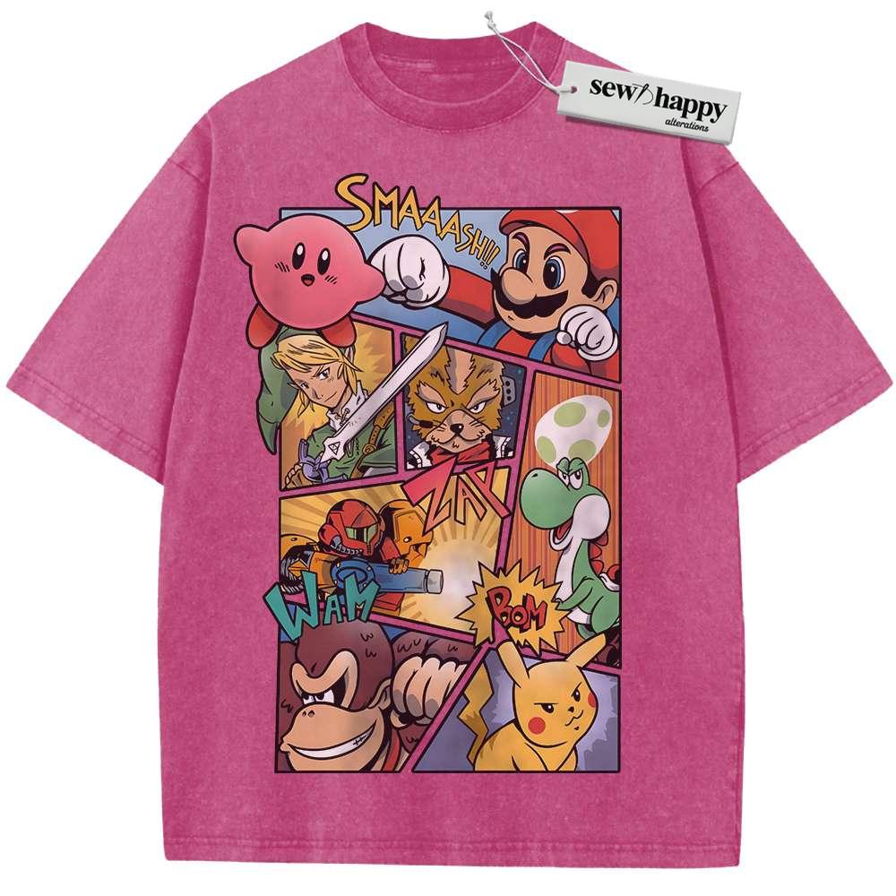Wash Tee Super Smash Bros Shirt, Nintendo Shirt, Game Shirt, Vintage Tee