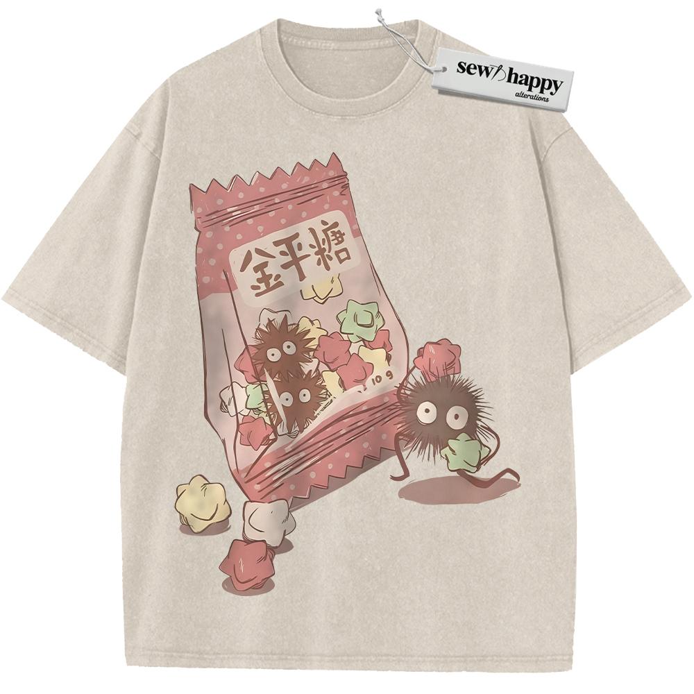 Wash Tee Susuwatari Shirt, My Neighbor Totoro Shirt, Spirited Away Shirt, Studio Ghibli Shirt, Anime Shirt, Vintage Tee