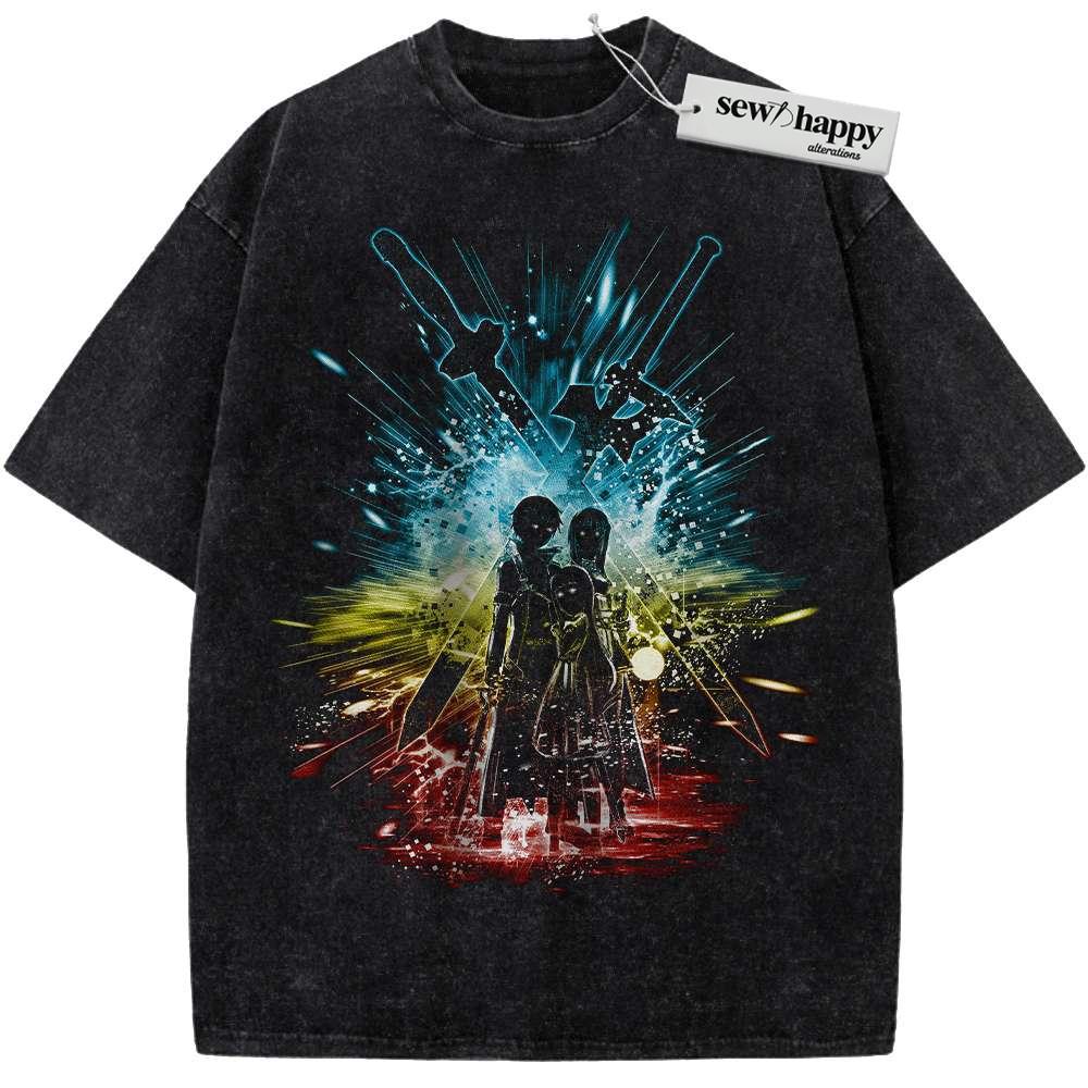 Wash Tee Sword Art Online Shirt, SAO Shirt, Anime Shirt, Vintage Tee