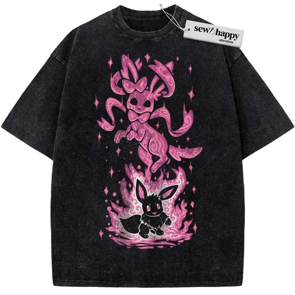 Wash Tee Sylveon Shirt, Eevee Shirt, Pokemon shirt, Anime Shirt, Vintage Tee