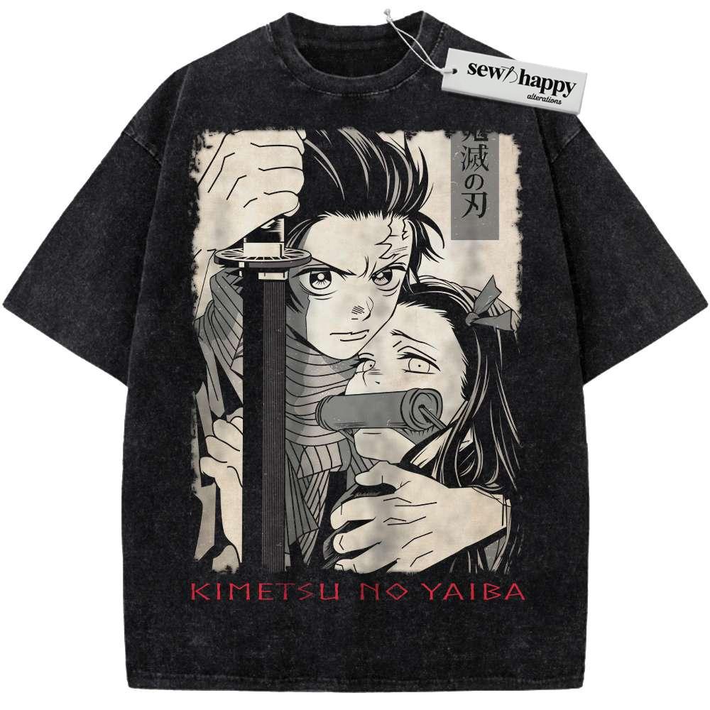 Wash Tee Tanjiro and Nezuko Shirt, Demon Slayer Shirt, Anime Shirt, Vintage Tee