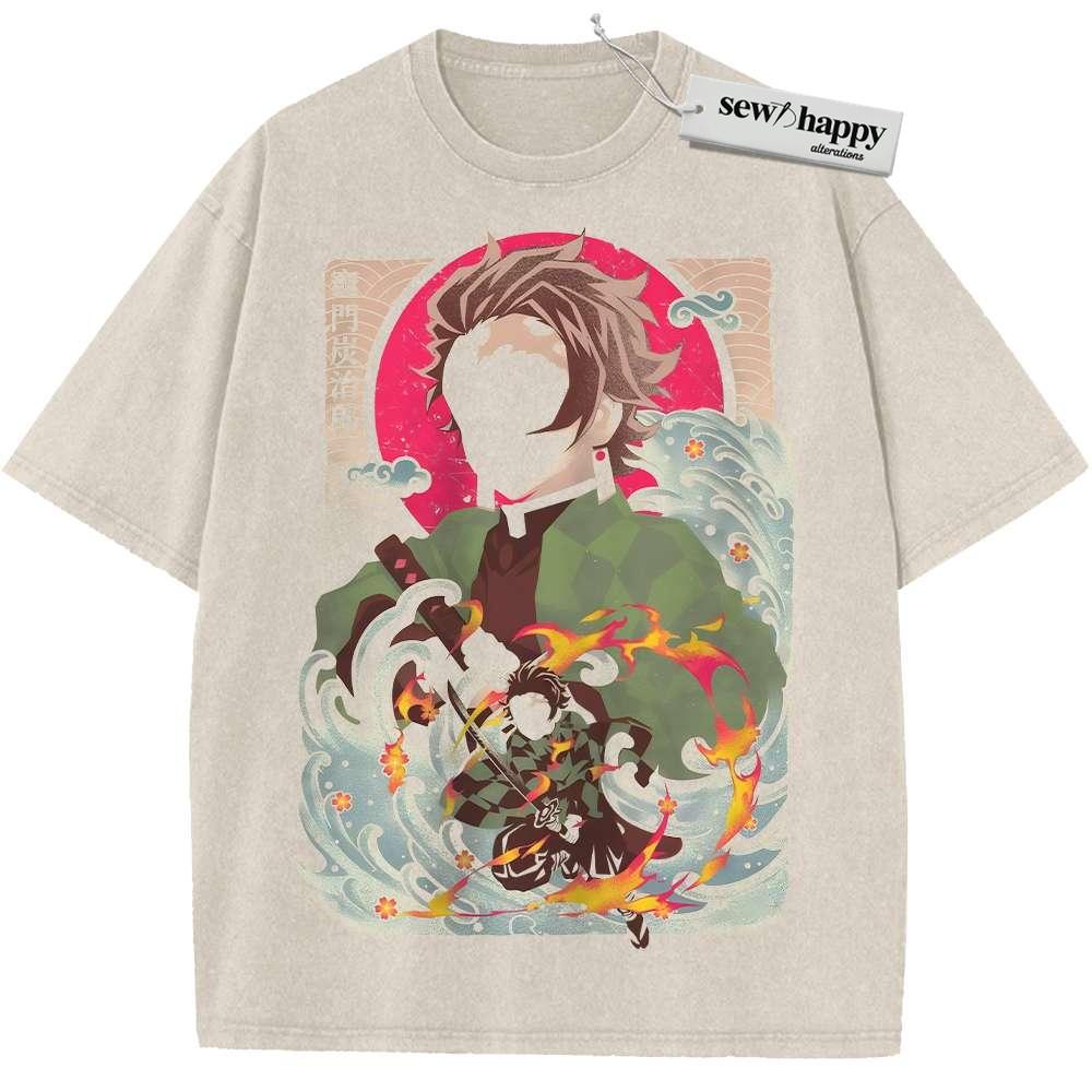 Wash Tee Tanjiro Kamado Shirt, Demon Slayer Shirt, Anime Shirt, Vintage T-Shirt