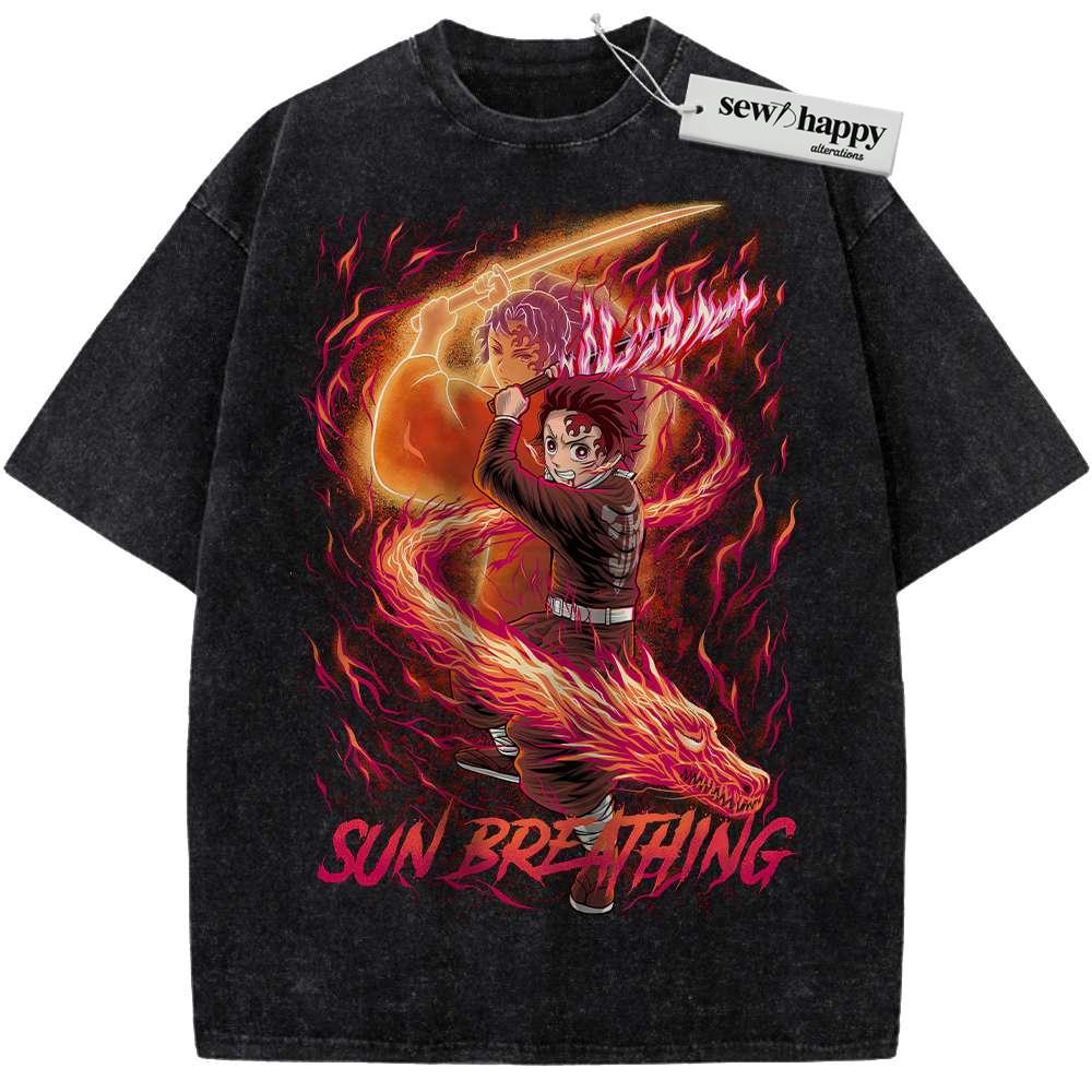 Wash Tee Tanjiro Kamado Shirt, Demon Slayer Shirt, Anime Shirt, Vintage T-Shirt