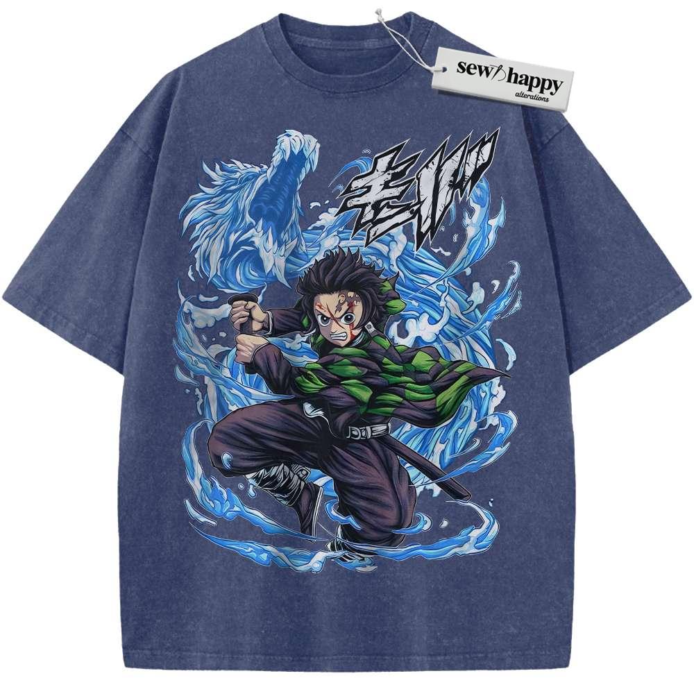 Wash Tee Tanjiro Kamado Shirt, Demon Slayer Shirt, Anime Shirt, Vintage T-Shirt