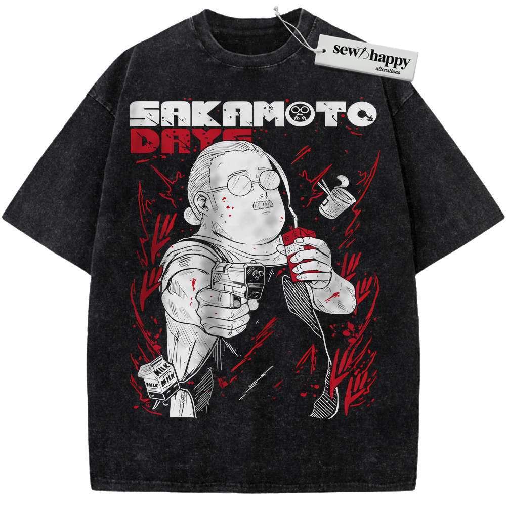 Wash Tee Taro Sakamoto Shirt, Sakamoto Days Shirt, Anime Shirt, Vintage Tee Wash Tee Taro Sakamoto Shirt, Sakamoto Days Shirt, Anime Shirt, Vintage Tee - Image 1